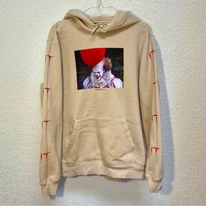 PENNYWISE Hoodie Adult Medium HORROR IT Beige Pullover Sweatshirt Warner Bros